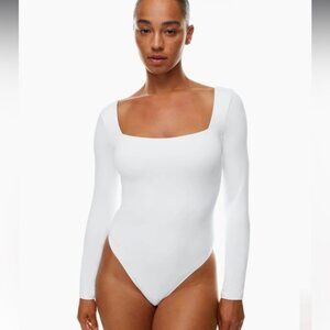 Babaton White Long Sleeve Bodysuit